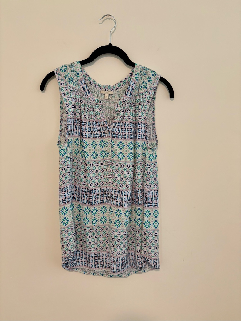 Talbots Pastel Boho Print V-Neck Tank Top